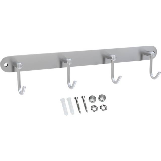 (Silver, Model C 4 Hooks) Intirilife Stainless steel coat rackcoat hook rack wall mount wall hook wardrobe 5 different designs