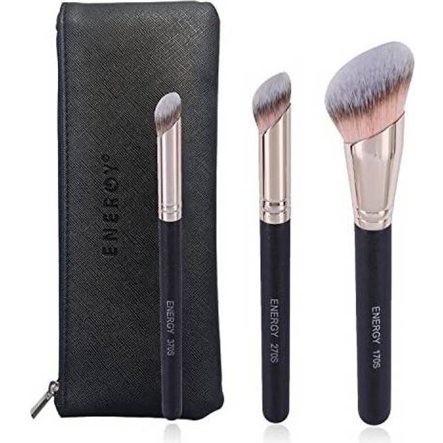 3-in-1 Makeup Brush Set with Travel Pouch Portable, including Foundation Brush, Concealer Brush (Gift for Her, Gift for Woman)