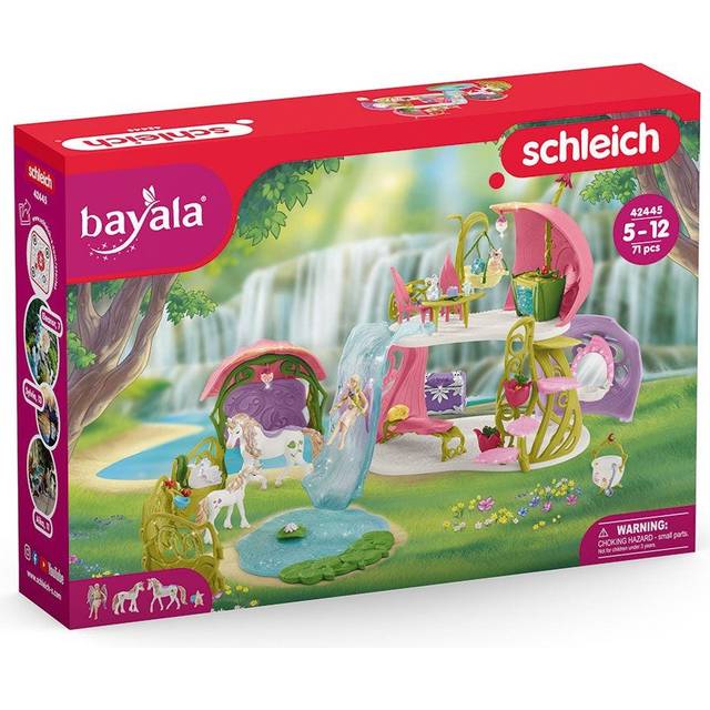schleich 42445 Glittrande blomhus med enhörningar, sjö och stall, för barn från 5–12 år, BAYALA – lekset