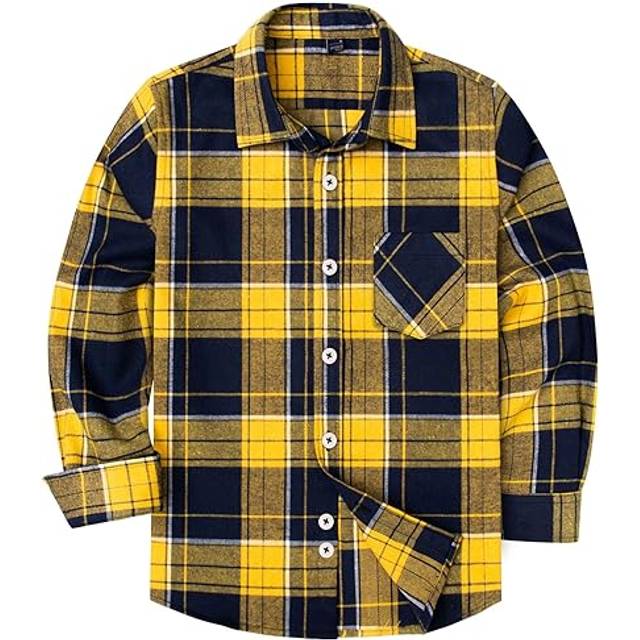 siliteelon Kids Boy Long Sleeve Button Down Flannel Buffalo Plaid Shir
