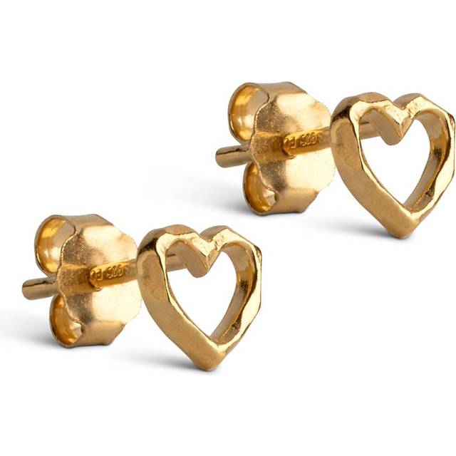 ENAMEL Copenhagen Organic Heart Stud Earrings, Yellow Gold