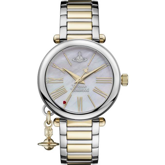 Vivienne Westwood VV006MOPSG Women's Orb Mother of Pearl Dial Bracelet Strap Watch, Silver/Gold