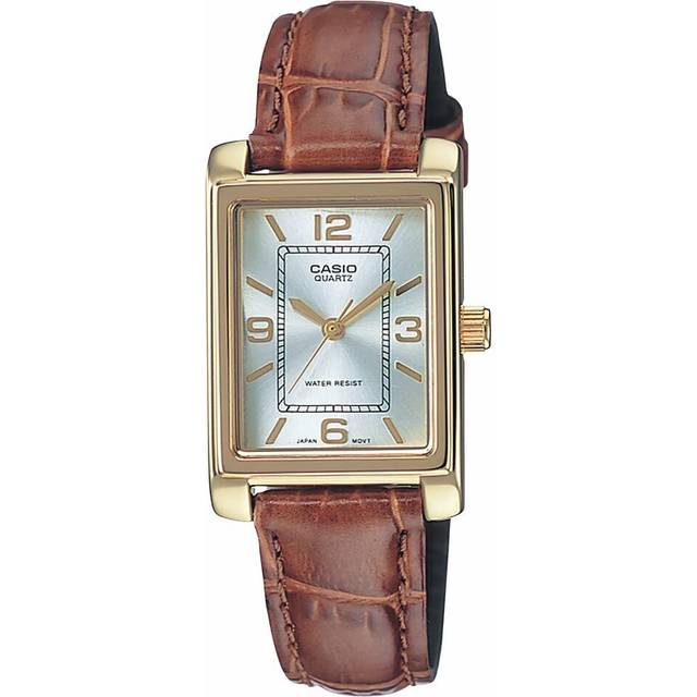Casio LTP-1234PGL-7AEG Women's Gold-Tone Leather Strap Watch – Silver Dial