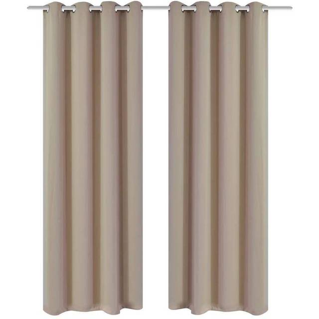 2-pack gräddvita mörkläggningsgardiner med metallringar 135 x 245 cm