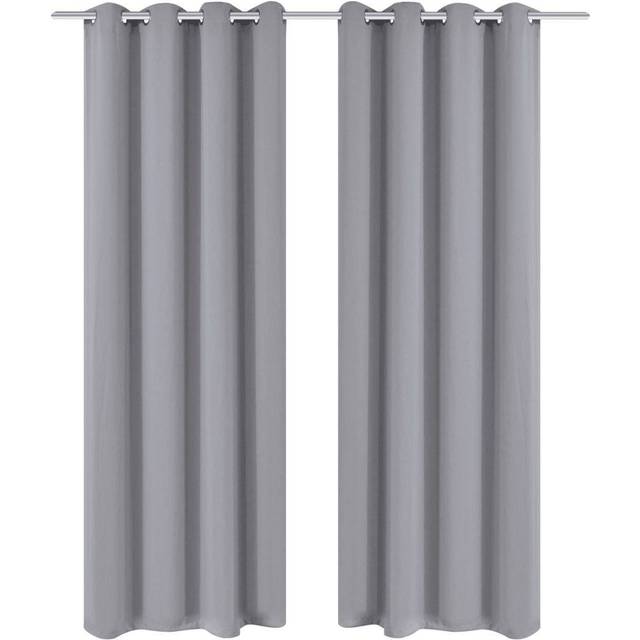 vidaXL 2 pcs Grey Blackout Curtains with Metal Rings 135 x 245 cm