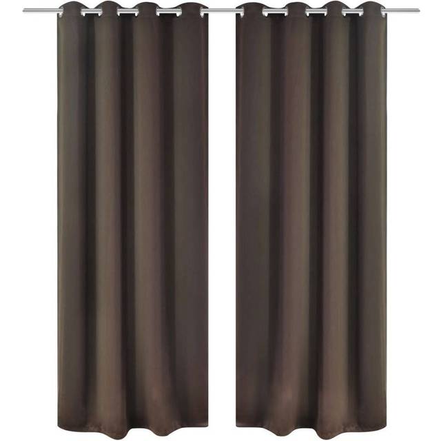 vidaXL 2 pcs Brown Blackout Curtains with Metal Rings 135 x 245 cm