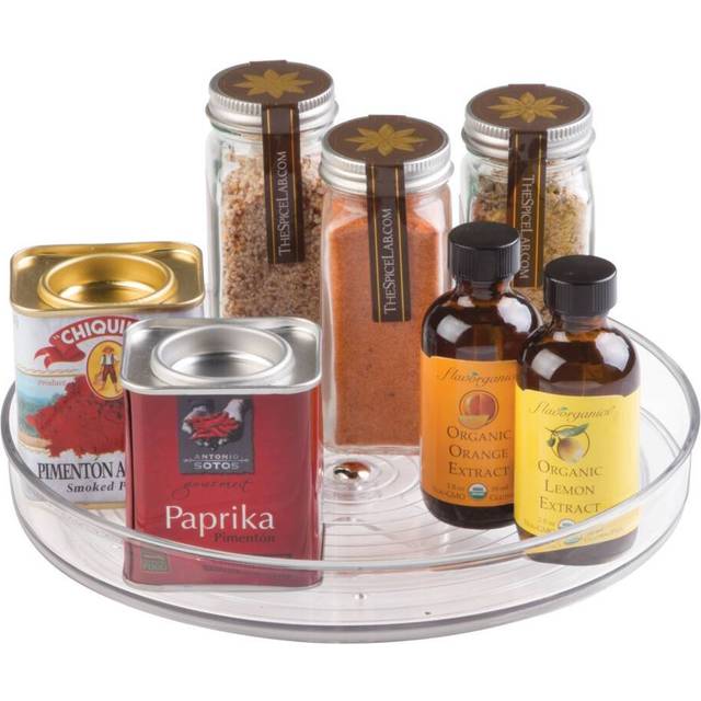 InterDesign Linus Spice Carousel, Herb Rack for Storing Spice Jars, BPA-Free Plastic, Clear, Small
