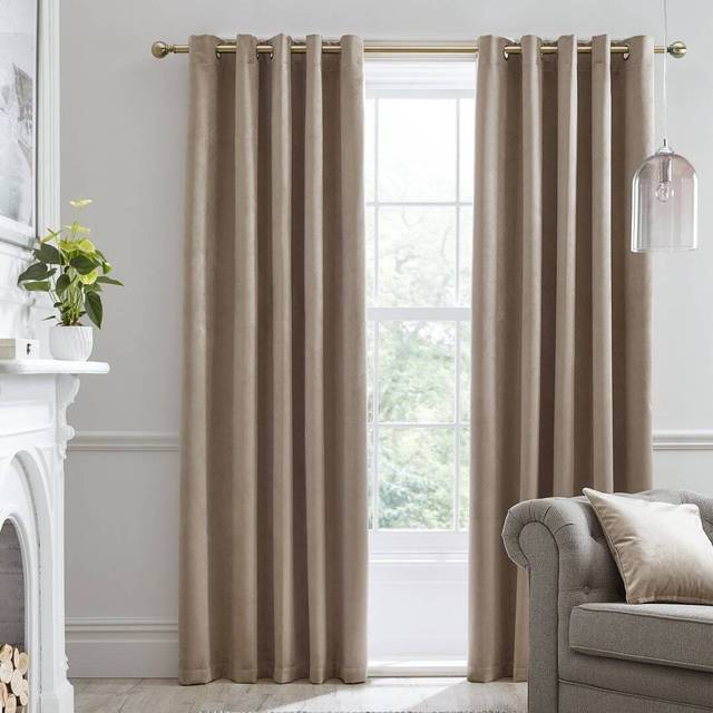 Laurence Llewelyn-Bowen Montrose Ready Made Eyelet Blackout Curtains Linen