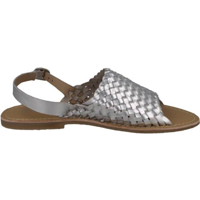 (4 UK, Silver) Leather Collection Womens/Ladies Weave Sandals