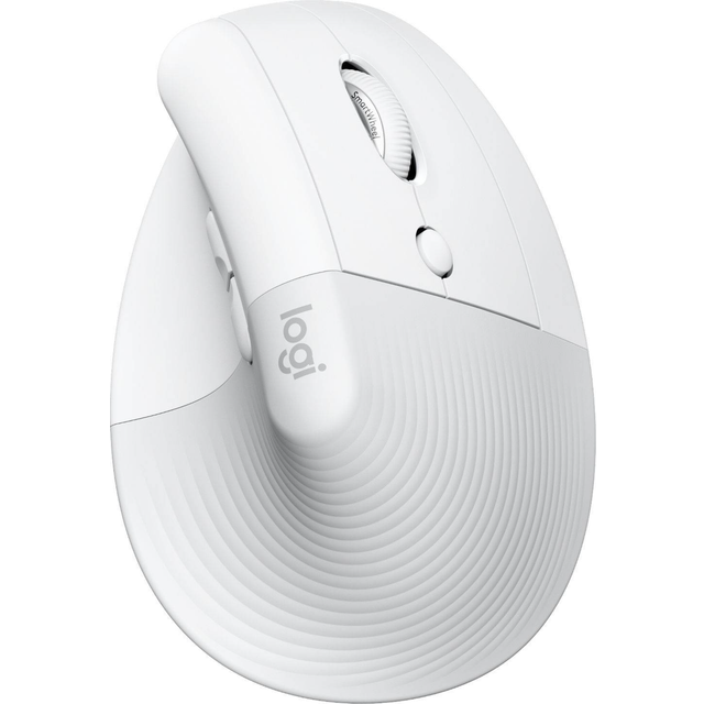 Logitech Lift för Mac Trådlös Vertikal Ergonomisk Mus, Bluetooth, Tysta klick, Tyst smarthjul, 4 programmerbara knappar, Kompatibel med macOS/iPadOS/MacBook/iMac/iPad - Vit