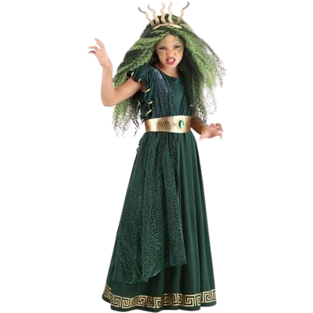 Medusa Costume for Girls - Green&#47;Brown (XS)