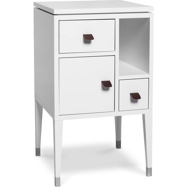 Abisko Bedside Table Tall Legs, White Lacquer