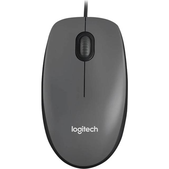 Logitech M100 USB-mus med sladd, 3 knappar, 1000 DPI optisk avläsning, ambidextriös, kompatibel med PC, Mac, bärbar dator - Svart