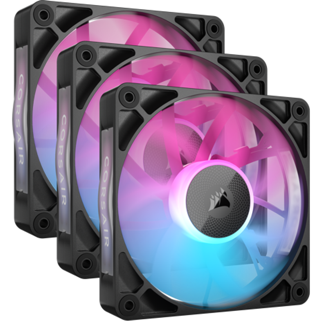CORSAIR iCUE LINK RX120 RGB 120 mm PWM-Fläktar med iCUE LINK System Hub - Magnetiskt Kupollager - Trepack - Svart