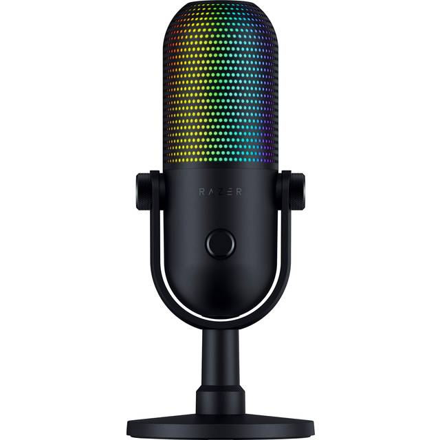 Razer Seiren V3 Chroma - RGB USB-mikrofon - superkardioid kondensatormikrofon med Tap-to-Mute (reaktiv belysning, digital förstärkningsbegränsare och integrerad stötdämpare) Vit