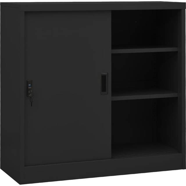 vidaXL Office Cabinet with Sliding Door Light Grey 90x40x90 cm Steel