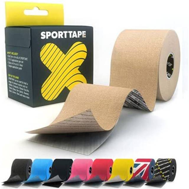 Extra Sticky Kinesiology Tape, 5cm x 5m - Beige | Hypoallergenic, Waterproof K Tape | Physio, Medical Sports Tape for Muscle Injury, Support | Uncut -
