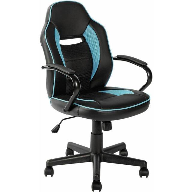 Argos Home Faux Leather Mid Back Gaming Chair - Blue & Black