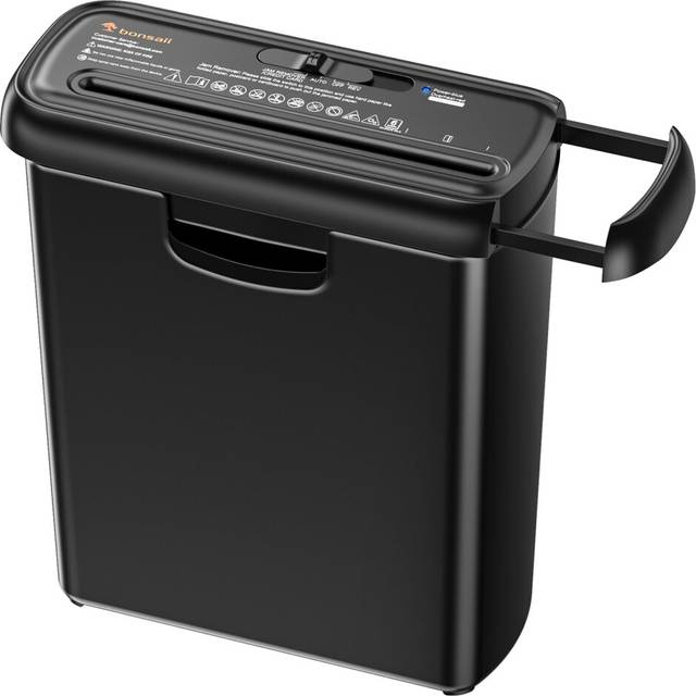 Bonsaii 6-Sheet Strip-Cut Paper Shredder, Small Paper Shredder for Home Use, Can be Used Without Bin, Extendable Arm Design with Overheat Protection,