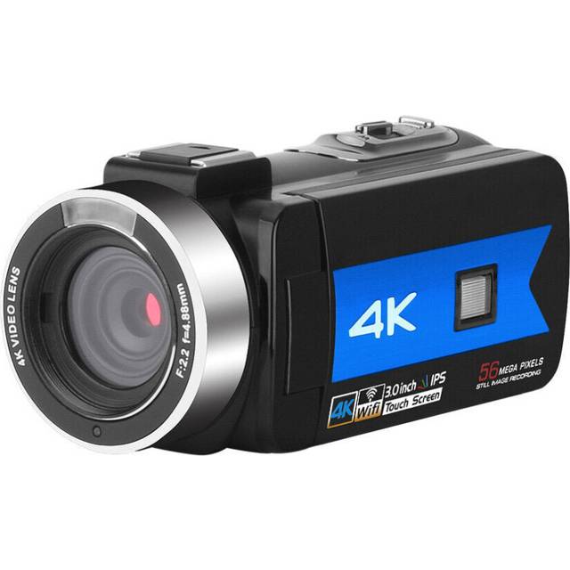 (Blue) Zoom 4K Video Camera Camcorder for Youtube Live Broadcast IR Night Vision HD DV Video Recorder 5-axis Image Stabilization Anti-shake