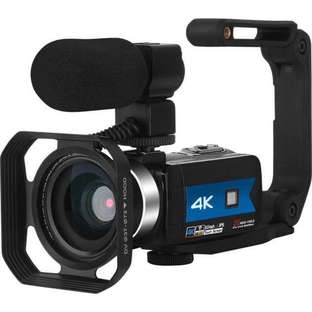 (Blue) Zoom 4K Video Camera Camcorder for Youtube Live Stream Broadcast IR Night Vision 6MP 16X HD DV Video Recorder Digital Camera Anti-shake With Mi