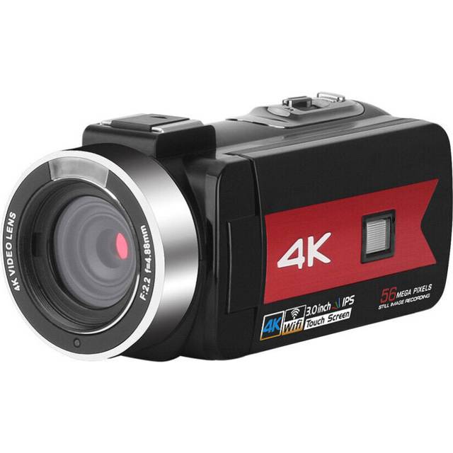 (Red) Zoom 4K Video Camera Camcorder for Youtube Live Broadcast IR Night Vision HD DV Video Recorder 5-axis Image Stabilization Anti-shake