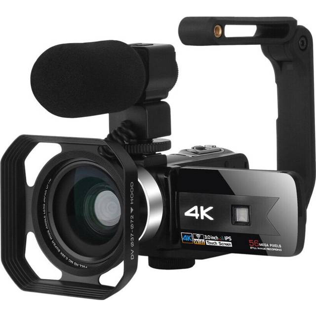 (Silver gray) Zoom 4K Video Camera Camcorder for Youtube Live Stream Broadcast IR Night Vision 6MP 16X HD DV Video Recorder Digital Camera Anti-shake