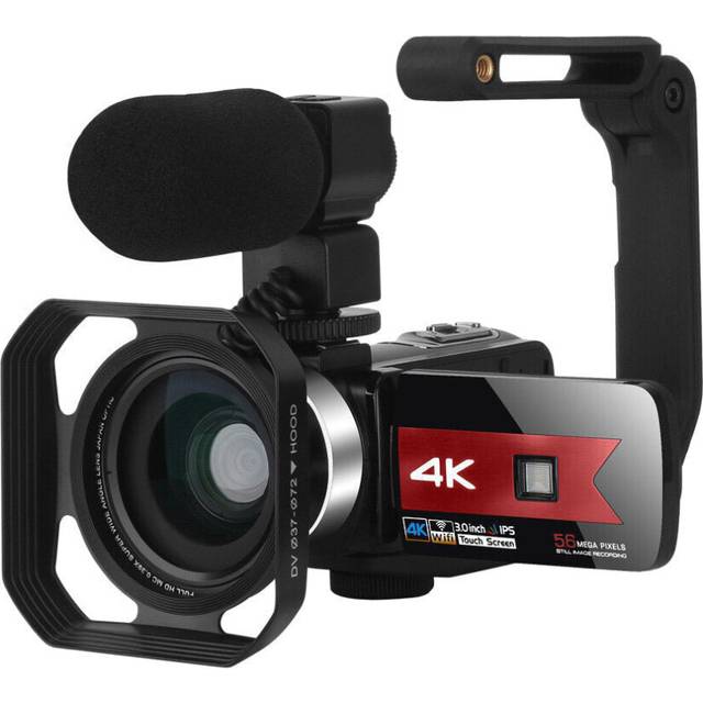 (Red) Zoom 4K Video Camera Camcorder for Youtube Live Stream Broadcast IR Night Vision 6MP 16X HD DV Video Recorder Digital Camera Anti-shake With Mic