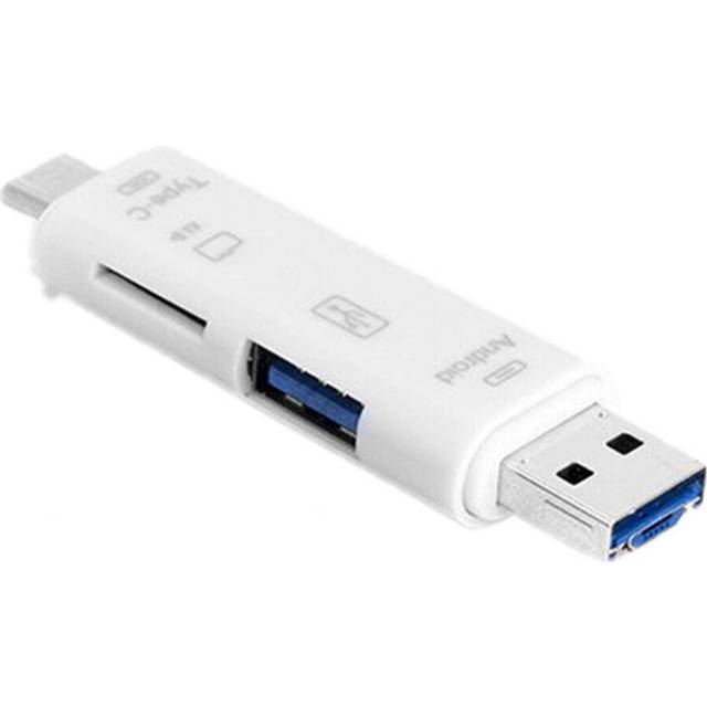 2 Pcs 5 in 1 USB 2.0 Type C  SD TF Memory Card Reader OTG Adapter