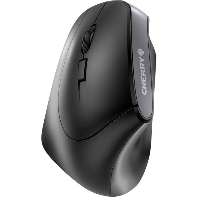 CHERRY MW 4500 LEFT, trådlös mus, ergonomisk vänsterhänt mus i 45° design, 6 knappar och scrollhjul, exakt sensor med 3-nivå justerbar upplösning, svart