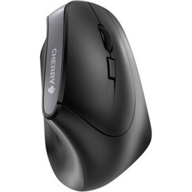 CHERRY MW 4500, trådlös mus, ergonomisk högerhänt mus i 45° design, 6 knappar och scrollhjul, exakt sensor med 3-nivås justerbar upplösning, svart