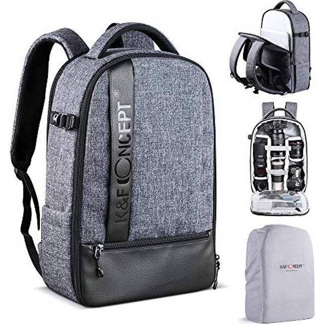 "K&F Concept Camera Backpack, Professional Large Capacity Waterproof Photography Bag with Rain Cover, 15"" Camera Laptop Bag Backpack for DSLR Came"