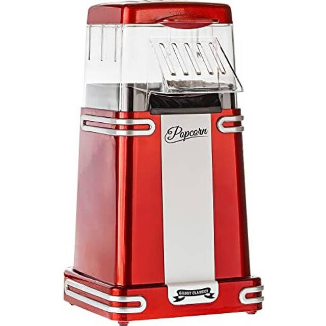 Popcorn Machine - Retro Popcorn Maker - Hot Air Popcorn Popper - Fat Free Oil Free Gourmet Popcorn - Healthy Snack