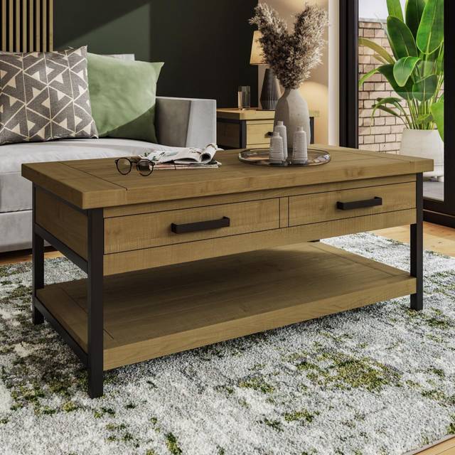 FWStyle Lowry Industrial Storage Coffee Table - Brown