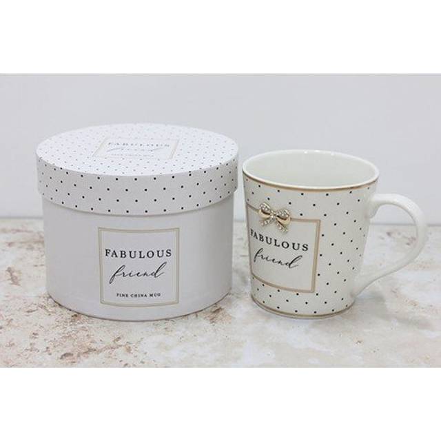 Fine China Mug with Encrusted Bow Embellishment - Friend