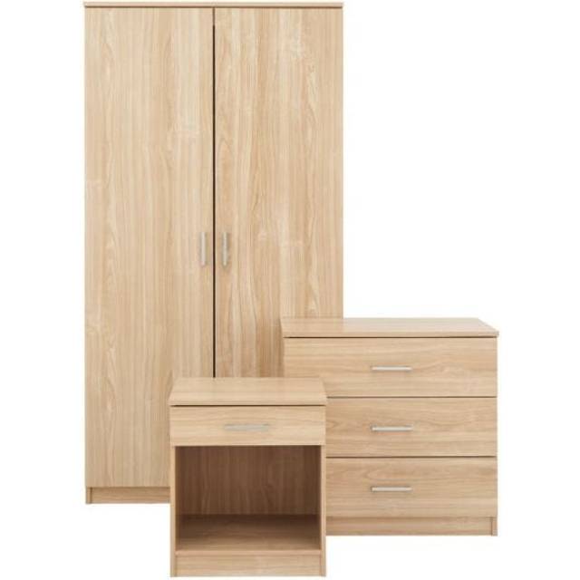 GFW Panama Oak Wood 3 Piece Bedroom Furniture Set