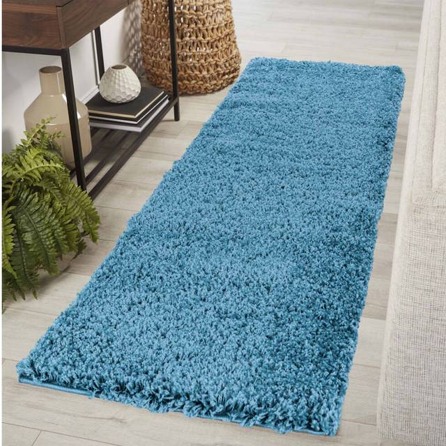 Modern Elegant Soft Shaggy Rug for Living Rooms - Stylish Area Rugs - Teal - 60cm x 220cm
