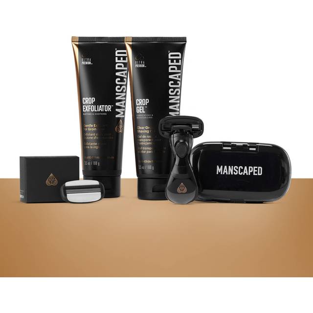 MANSCAPED® The Ultra Smooth Package, Rakpaket för hygien för män, inkluderar Crop Shaver® Ljumskhyveln med ersättningsblad, Crop Gel® Ball Shaving Gel och Crop Exfoliator® Ball Exfoliator