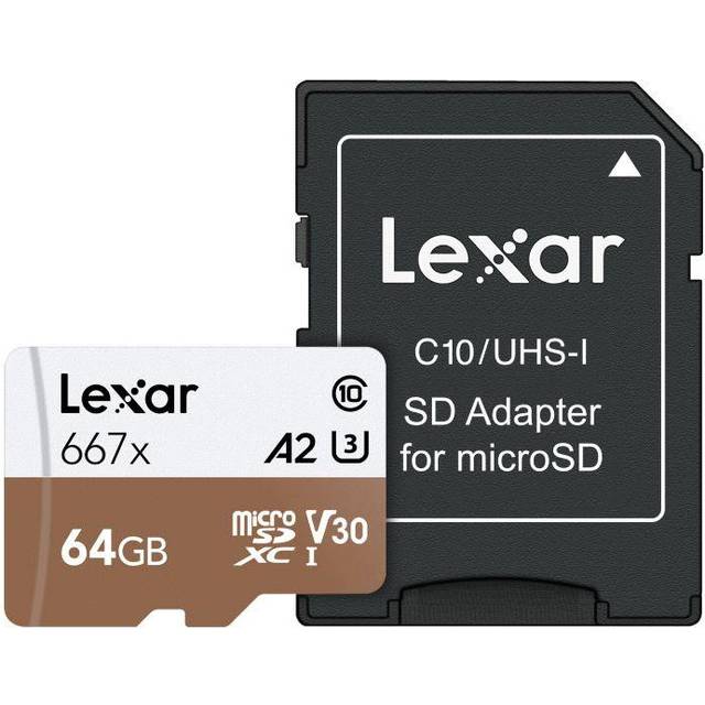 LEXAR SDXC minneskort – Professional 667X micro SD-kort - 64 GB
