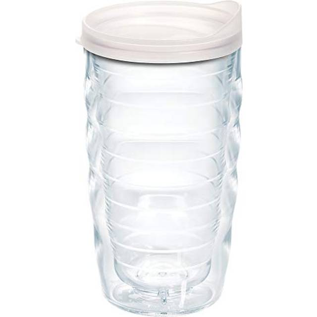 Tervis Clear & Colorful Lidded Made in USA Double Walled Insulated Tumbler Travel Cup Keeps Drinks Cold & Hot  10oz Wavy  Frosted Lid