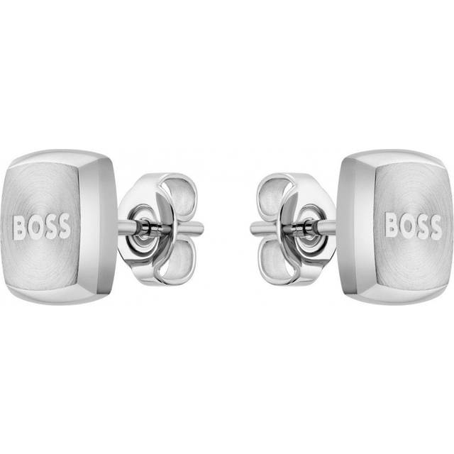 BOSS Yann Stainless-Steel Logo Square Stud Earrings 1580473 - Silver