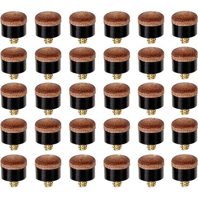 30 Pcs Billiard Pool Cue Stick Screw-on Tips 12mm Replacement Billiard Cue Tips for Pool Cues and Snooker