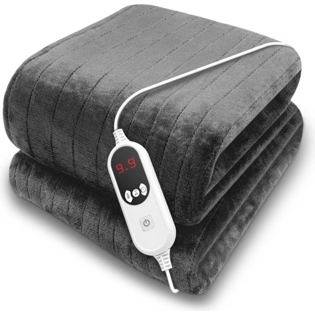 Dreamcatcher Electric Heated Throw Blanket 160x120cm Luxury Soft Fleece Blanket - Light Grey