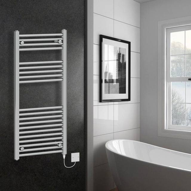 (1100x500mm - 500W) WarmeHaus Electric Straight Heated Towel Rail