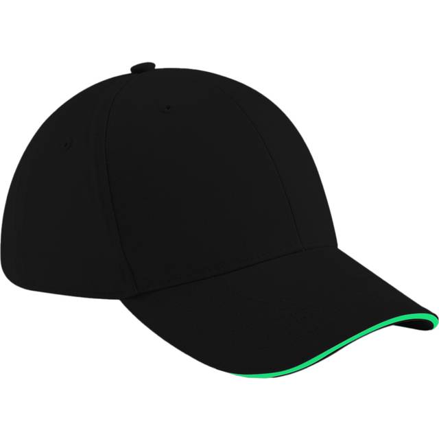 (One Size, Black/Lime Green) Beechfield Adults Unisex Athleisure Cotton Baseball Cap