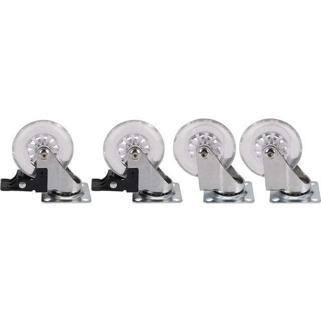 4 x Heavy Duty 75mm Swivel Castor Wheels Trolley Furniture Caster with Brakes - Load Capacity 100kg Per Wheel (Set of 2 x Swivel & 2 x Braked)