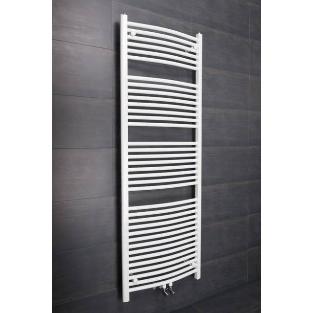 (Curved, 1700x600mm) WarmeHaus Heated Towel Rail Bathroom Ladder Radiators White