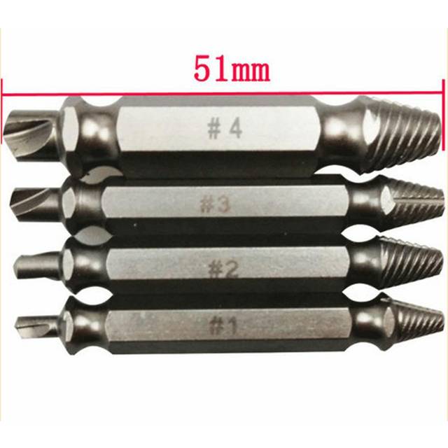 4Pcs Damaged Screw Breakage Bolt Extractor Drill Bits Guide Set Broken Screws Easy Out Remover Tool 4Pcs
