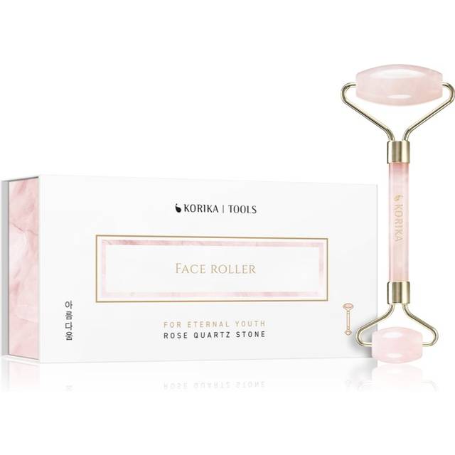 KORIKA Tools Face Roller Rose Quartz Stone massagerulle för ansikte och hals Quartz Roller Pink 1 st.
