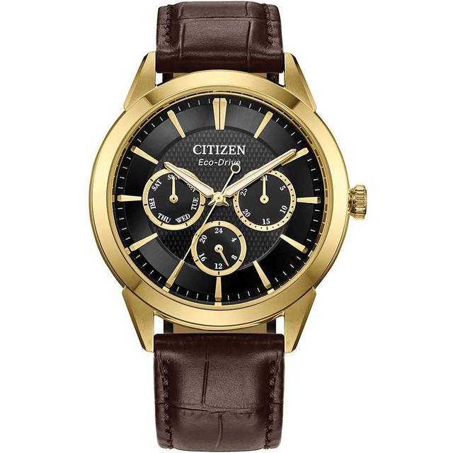 Citizen Men's Eco-Drive Chronograph Day Date Leather Strap Watch